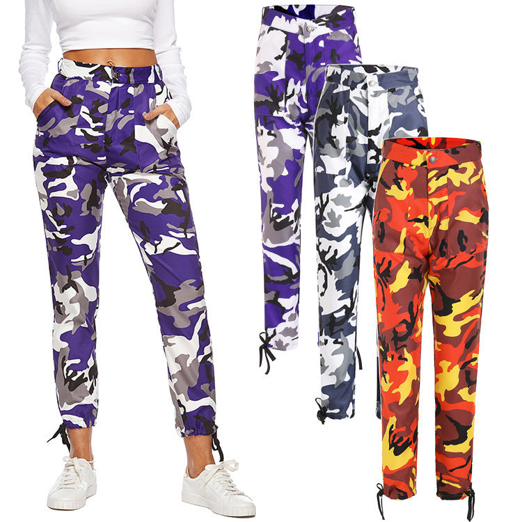 HEYounGIRL Orange Camouflage Hosen Frauen Jogginghose Lila Rosa Camo Hosen Pantalon Femme Hosen Cargo-Harem Pantalones Mujer