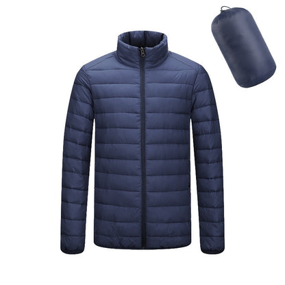 Manteau à capuche léger pour hommes Hiver chaud Couleur unie Veste à fermeture éclair Mode Portable Vêtements d’extérieur Top Vêtements