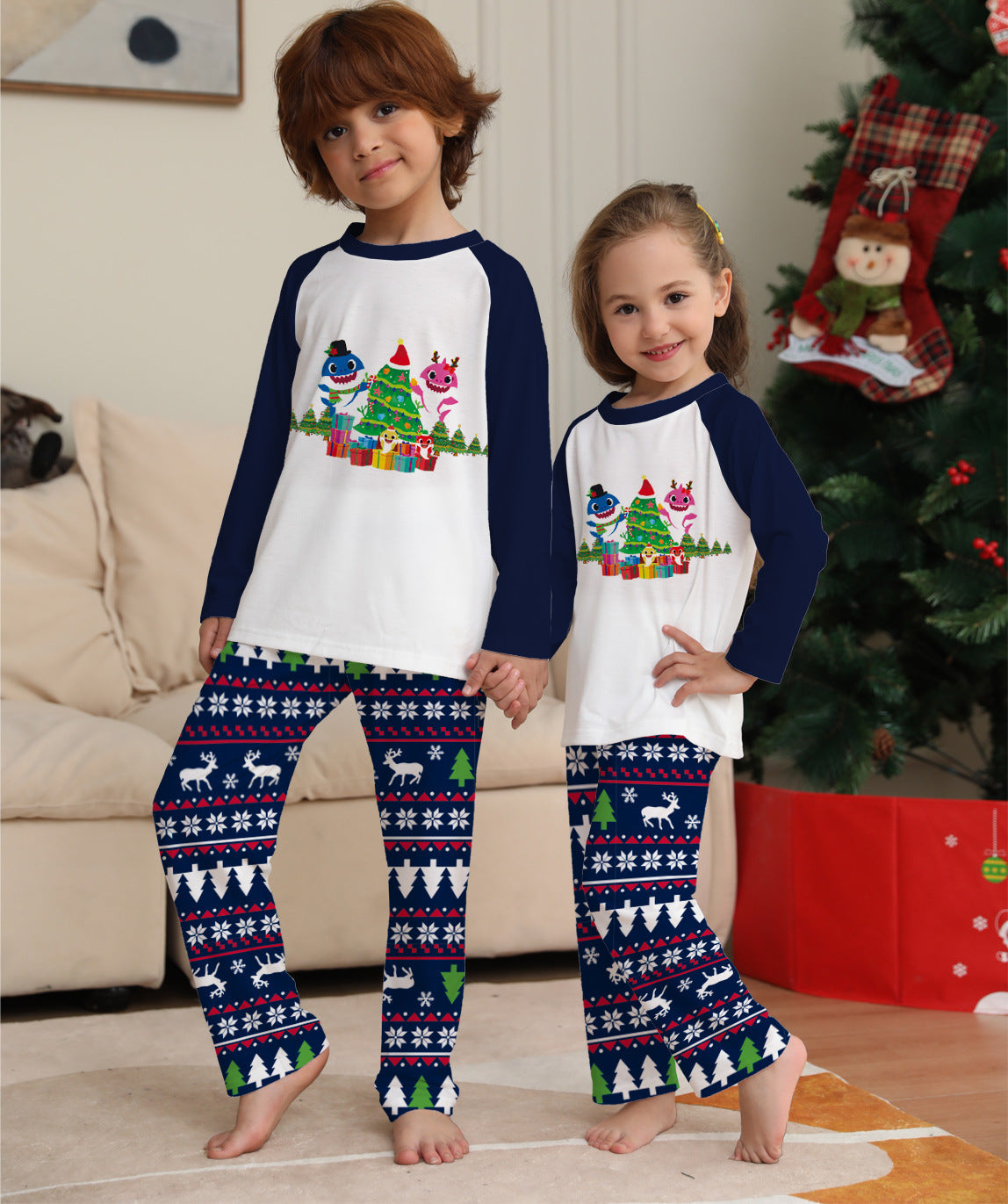 Famille Correspondant De Noël Pyjamas Ensemble De Noël À Manches Longues de Nuit De Nuit Pour Les Couples Enfants Bébé