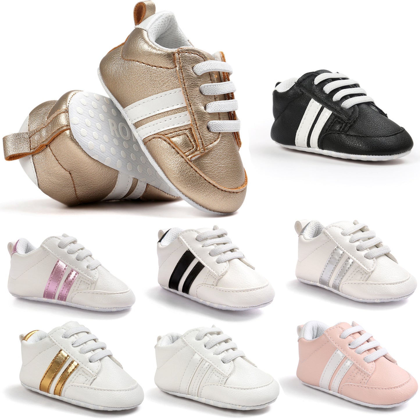 Bébé garçon fille mocassins chaussures infantile en cuir PU antidérapant doux nouveau-né baskets