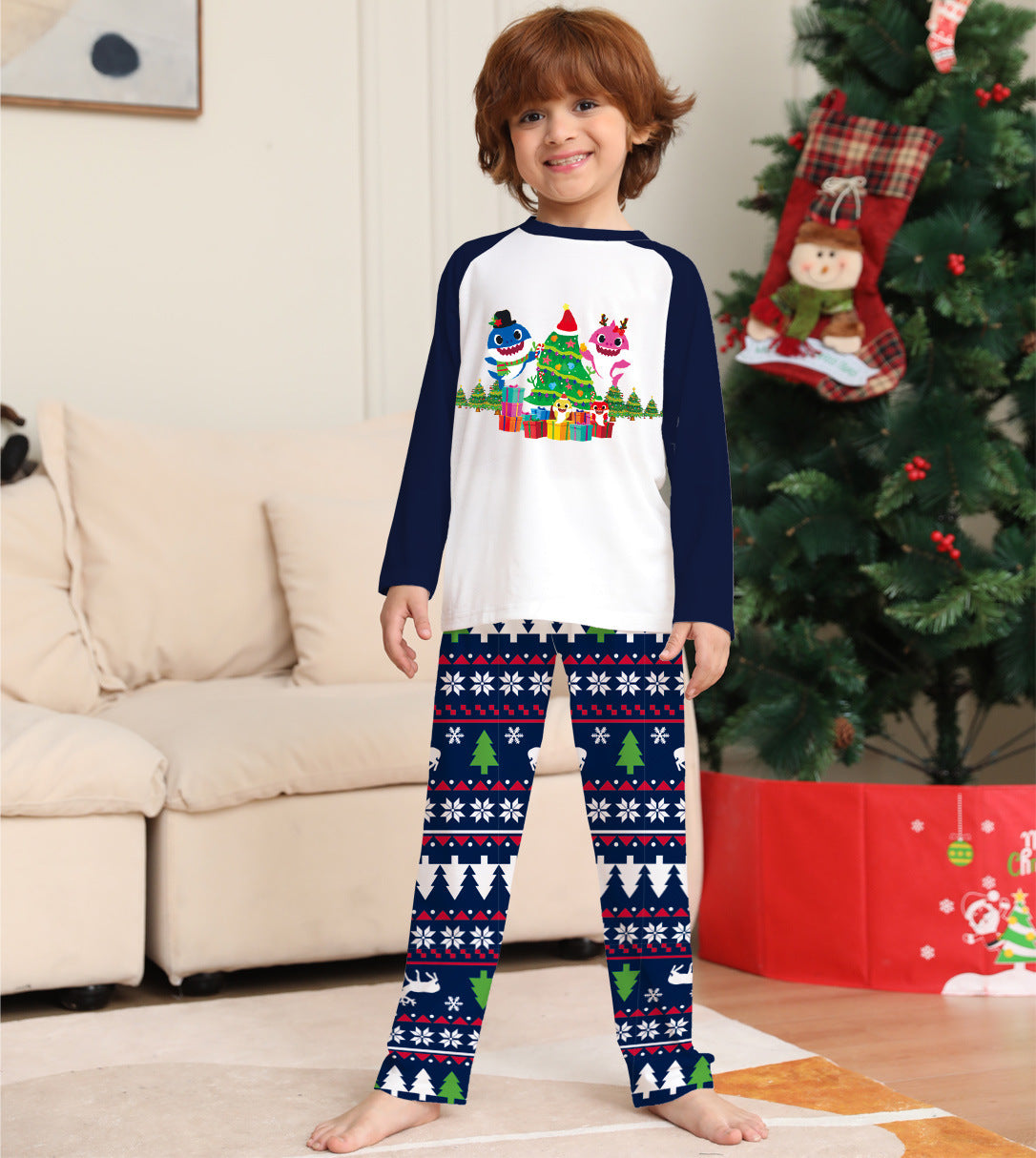 Famille Correspondant De Noël Pyjamas Ensemble De Noël À Manches Longues de Nuit De Nuit Pour Les Couples Enfants Bébé