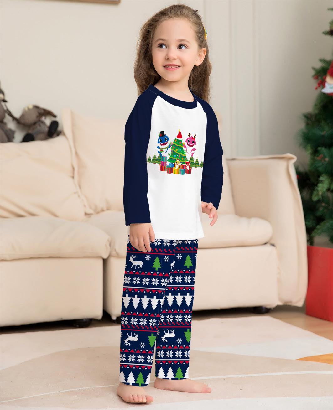 Famille Correspondant De Noël Pyjamas Ensemble De Noël À Manches Longues de Nuit De Nuit Pour Les Couples Enfants Bébé