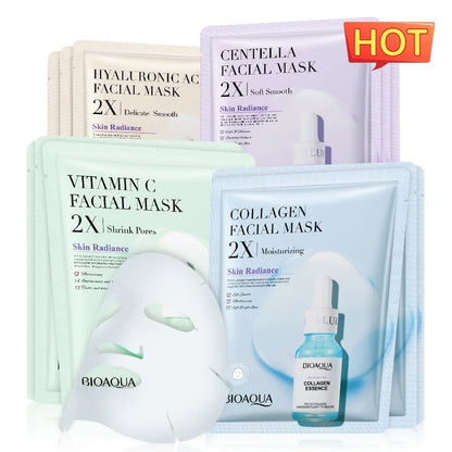 Masque Facial au collagène, hydratant, raffermissant, en feuille, à l'acide hyaluronique, beauté, soins pour la peau, Gel