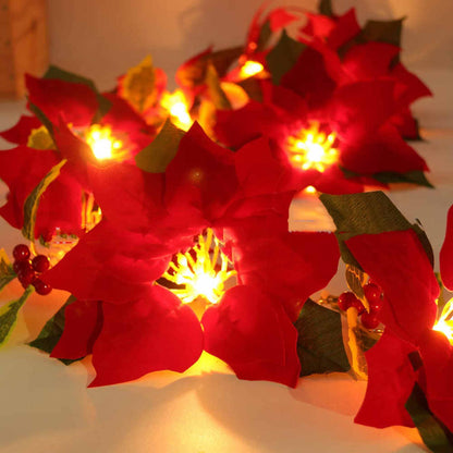 Cadre de porte, décoration d'escalator, guirlande lumineuse à fleurs rouges