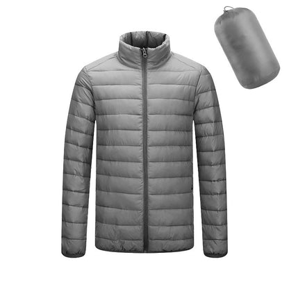 Manteau à capuche léger pour hommes Hiver chaud Couleur unie Veste à fermeture éclair Mode Portable Vêtements d’extérieur Top Vêtements