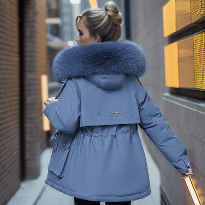 Manteau épais rembourré en velours pour femmes